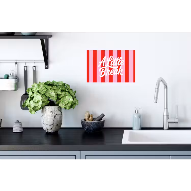 Muursticker - A Little Break - Strepen - Rood - Roze — 2