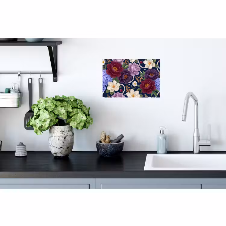 Muursticker - Bloemen - Parels - Decoratie - Modern - Blauw — 2