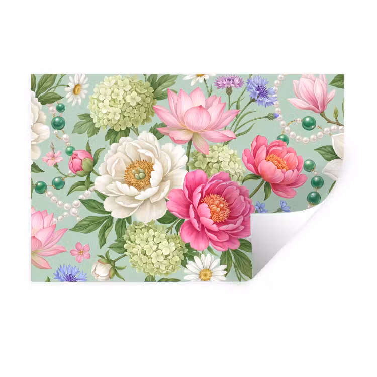 Muursticker - Bloemen - Patroon - Botanisch - Groen — 1