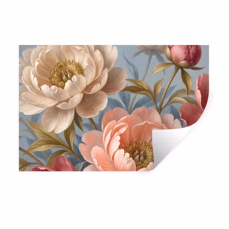 Muursticker - Bloemen - Roze - Beige - Modern - Natuur — 1