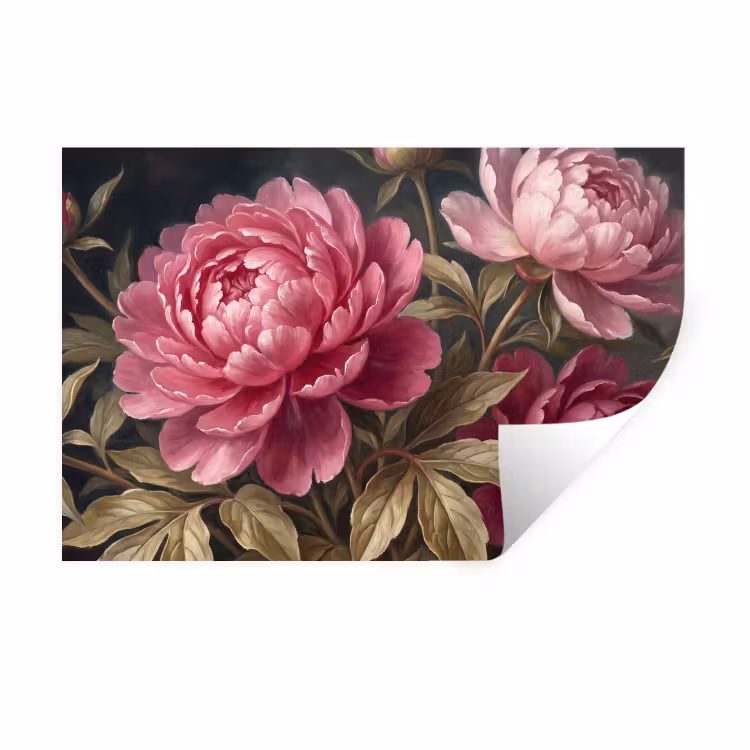 Muursticker - Bloemen - Roze - Klassiek - Natuur — 1