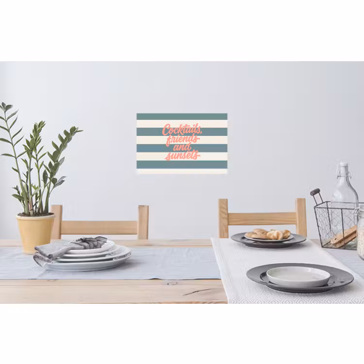 Muursticker - Cocktails - Strepen - Blauw - Koraal — 3