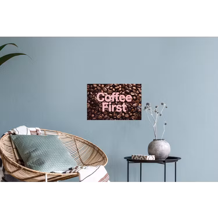 Muursticker - Coffee First - Koffiebonen - Roze — 4