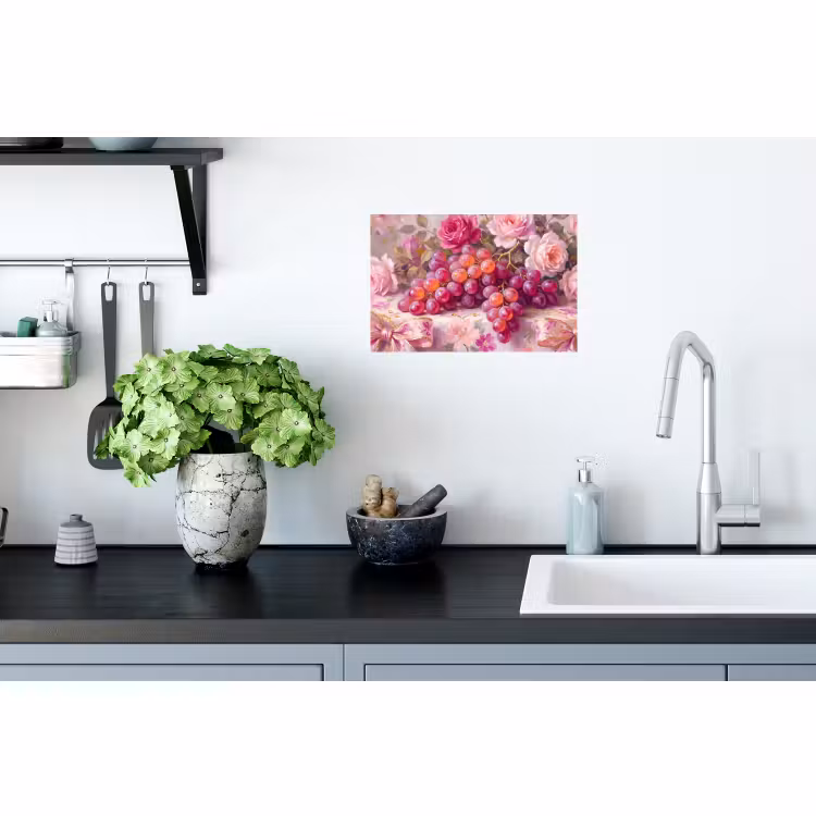 Muursticker - Eten - Bloemen - Stilleven - Roze - Goud — 2