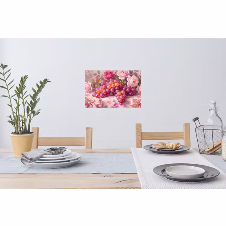 Muursticker - Eten - Bloemen - Stilleven - Roze - Goud — 3