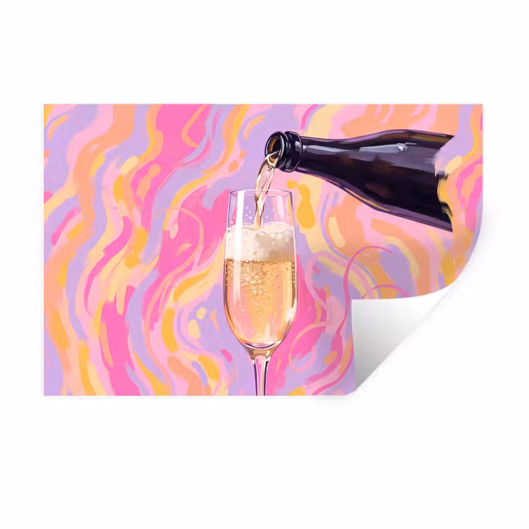 Muursticker - Drank - Inschenken - Feest - Abstract - Roze — 1