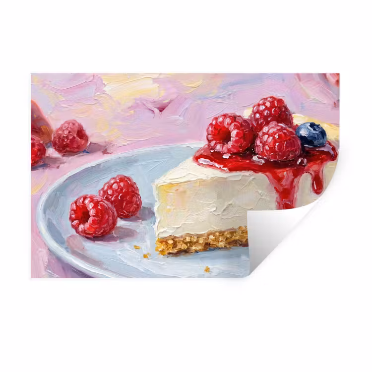 Muursticker - Eten - Cheesecake - Bessen - Abstract - Roze — 1