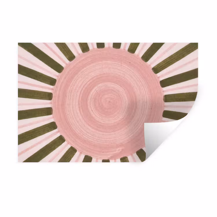Muursticker - Patroon - Cirkel - Stralen - Abstract - Roze — 1