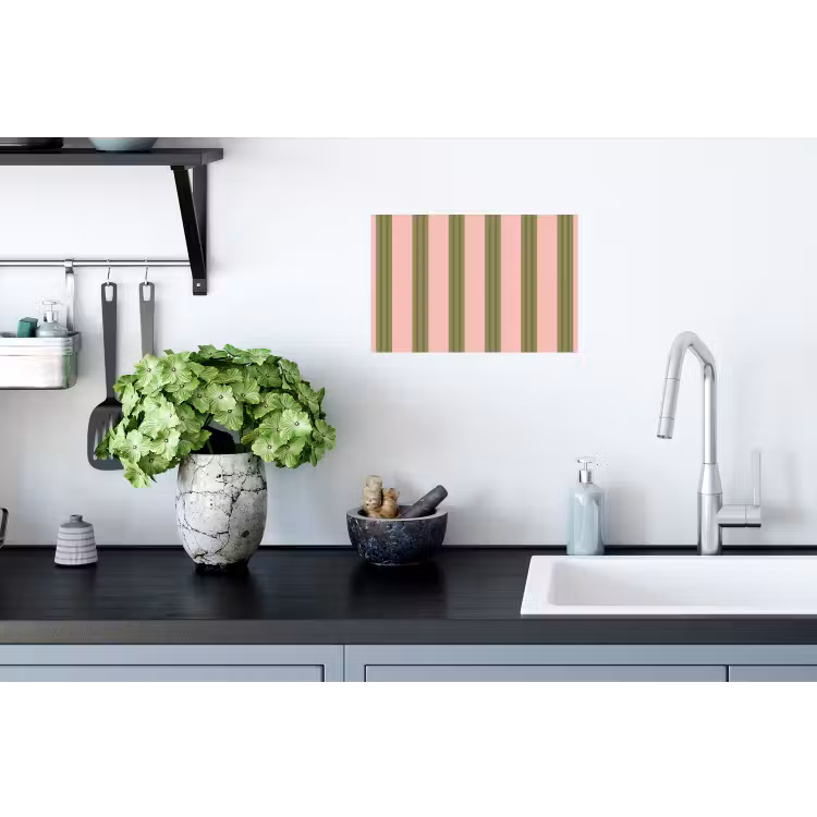 Muursticker - Patroon - Strepen - Abstract - Roze - Groen — 2