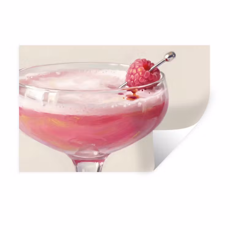 Muursticker - Cocktail - Framboos - Drank - Modern - Roze — 1
