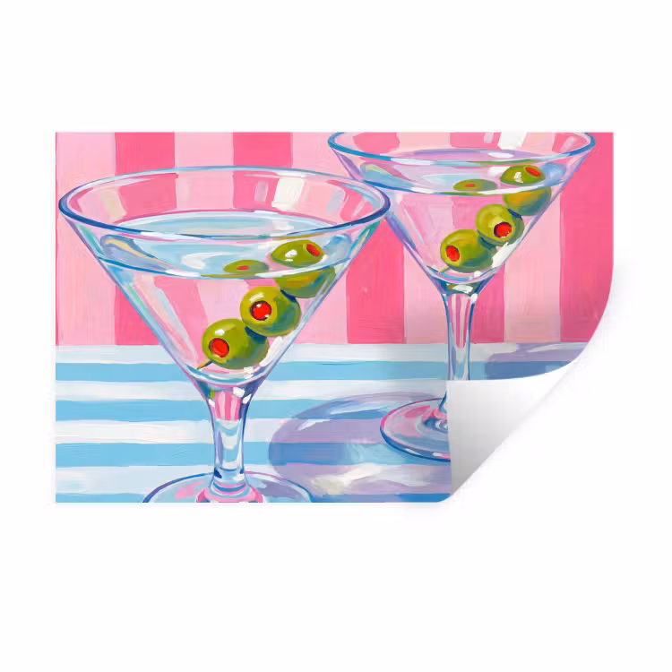 Muursticker - Cocktail - Olijven - Kunst - Modern - Roze — 1