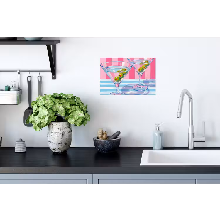 Muursticker - Cocktail - Olijven - Kunst - Modern - Roze — 2