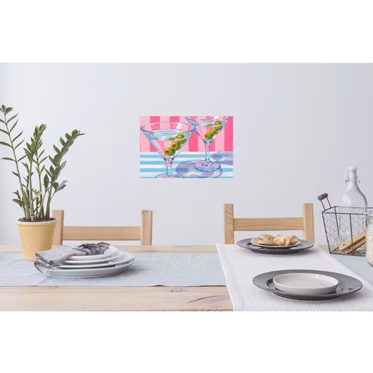 Muursticker - Cocktail - Olijven - Kunst - Modern - Roze — 3