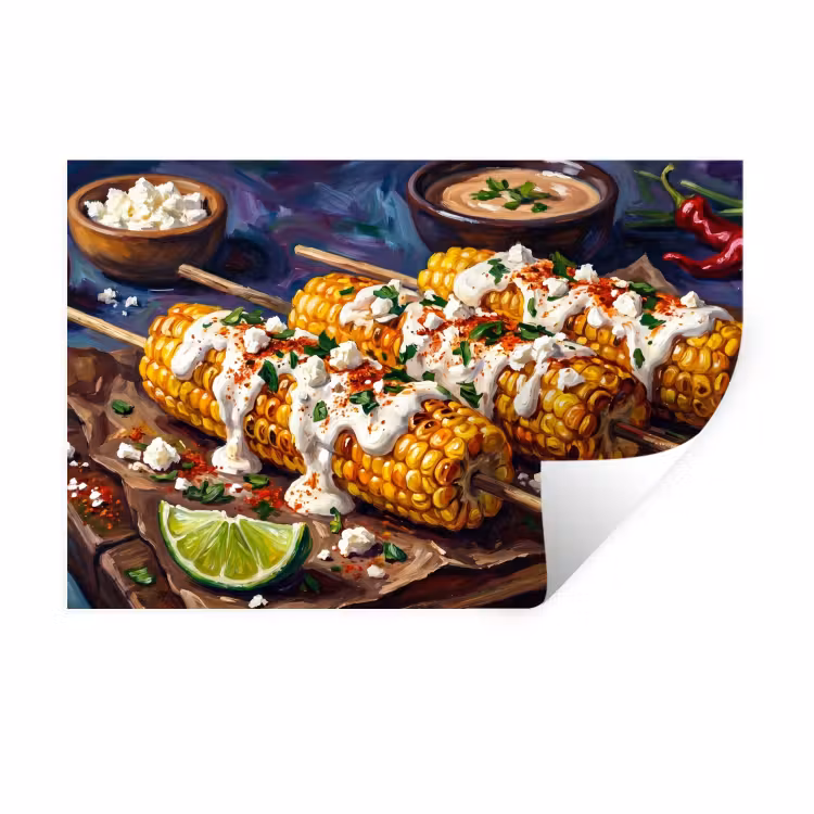 Muursticker - Eten - Maïs - Saus - Geschilderd - Geel — 1
