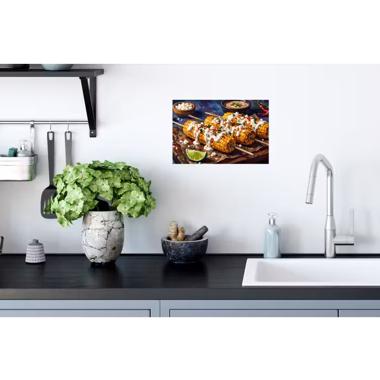 Muursticker - Eten - Maïs - Saus - Geschilderd - Geel — 2