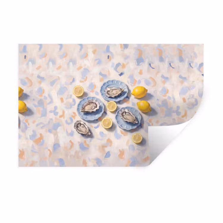 Muursticker - Eten - Oesters - Citroenen - Modern - Geel — 1