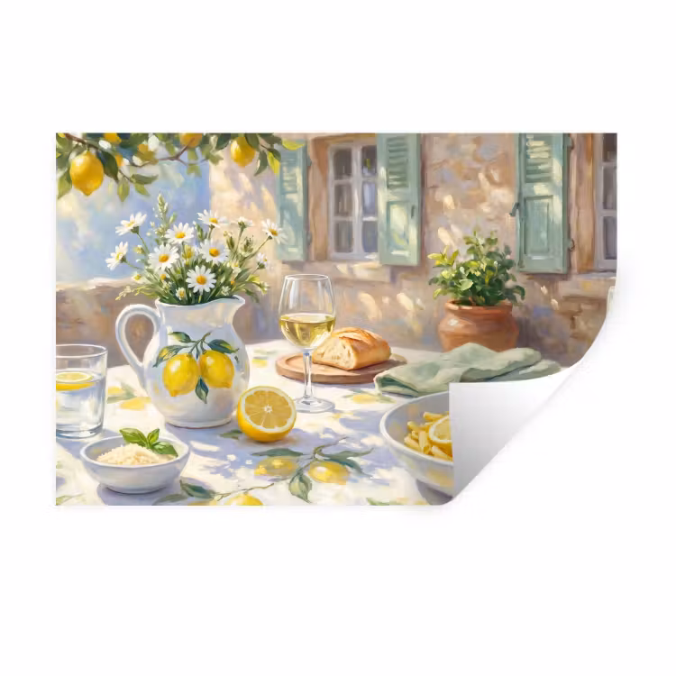 Muursticker - Eten - Terras - Zomer - Geschilderd - Geel — 1