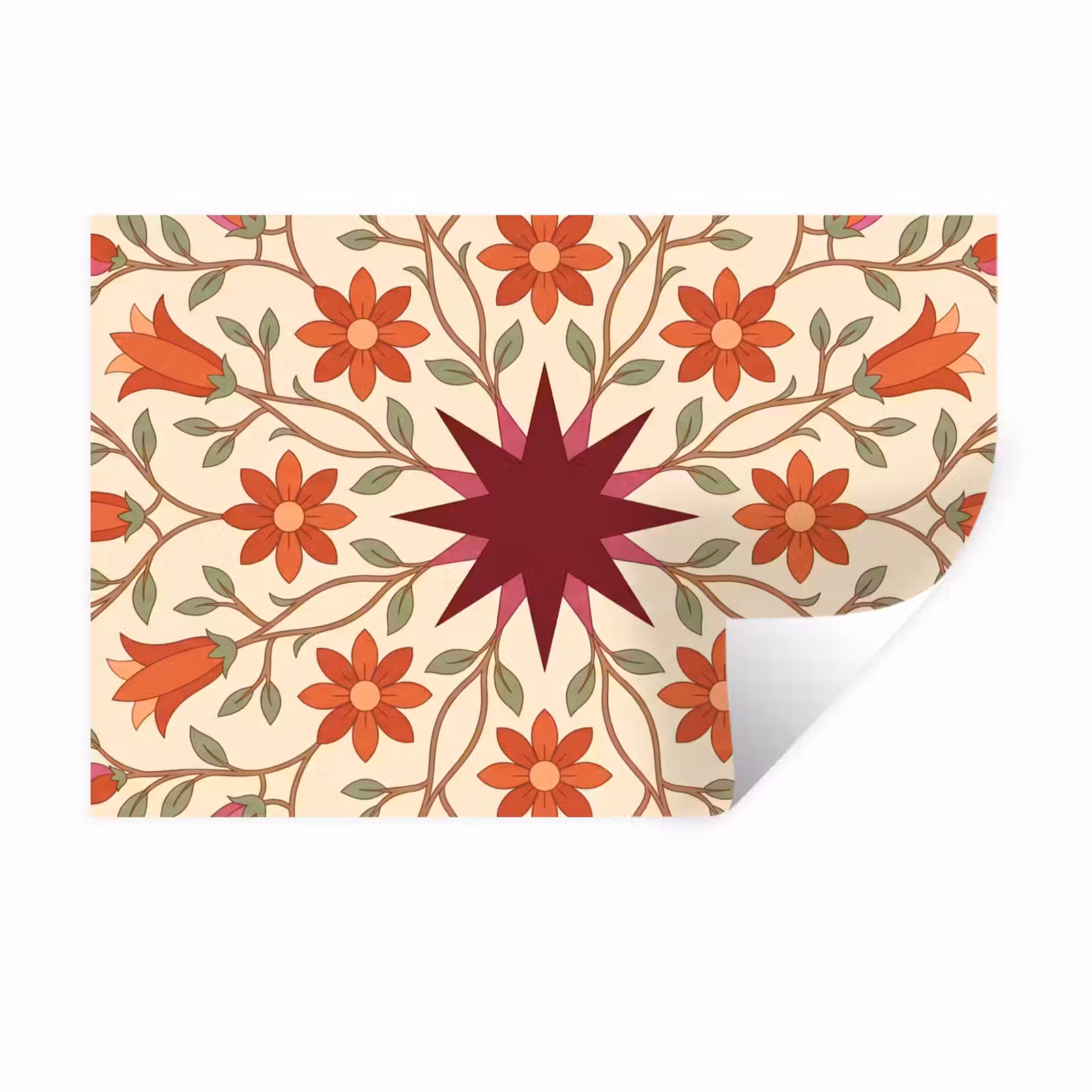 Muursticker - Bloemen - Mandala - Decoratief - Rood — 1
