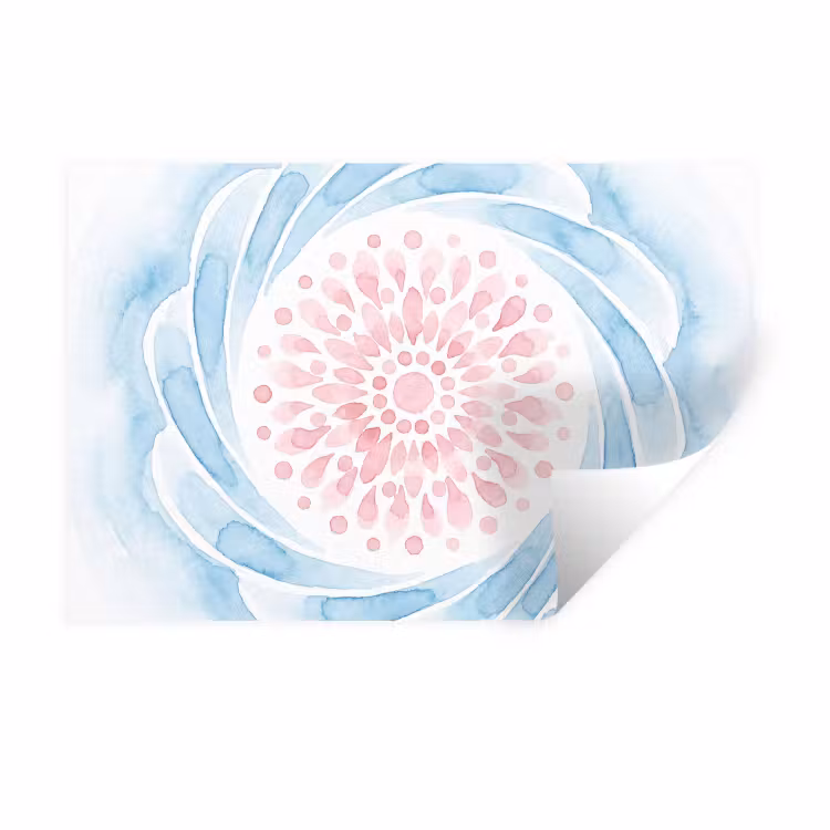 Muursticker - Abstract - Bloemvorm - Aquarel - Roze - Blauw — 1