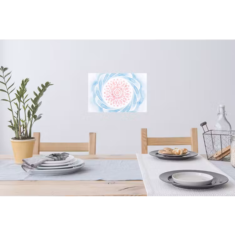 Muursticker - Abstract - Bloemvorm - Aquarel - Roze - Blauw — 3