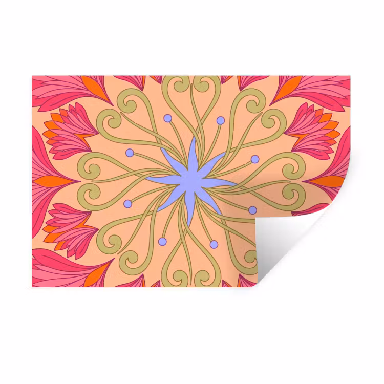 Muursticker - Bloemen - Patroon - Abstract - Roze - Decoratief — 1