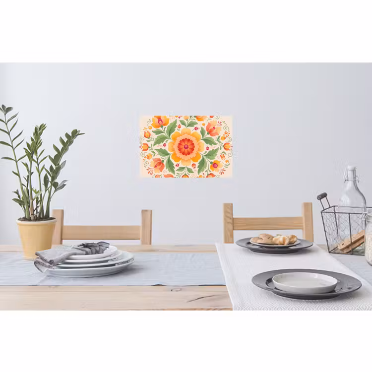 Muursticker - Bloemen - Patroon - Decoratief - Oranje — 3