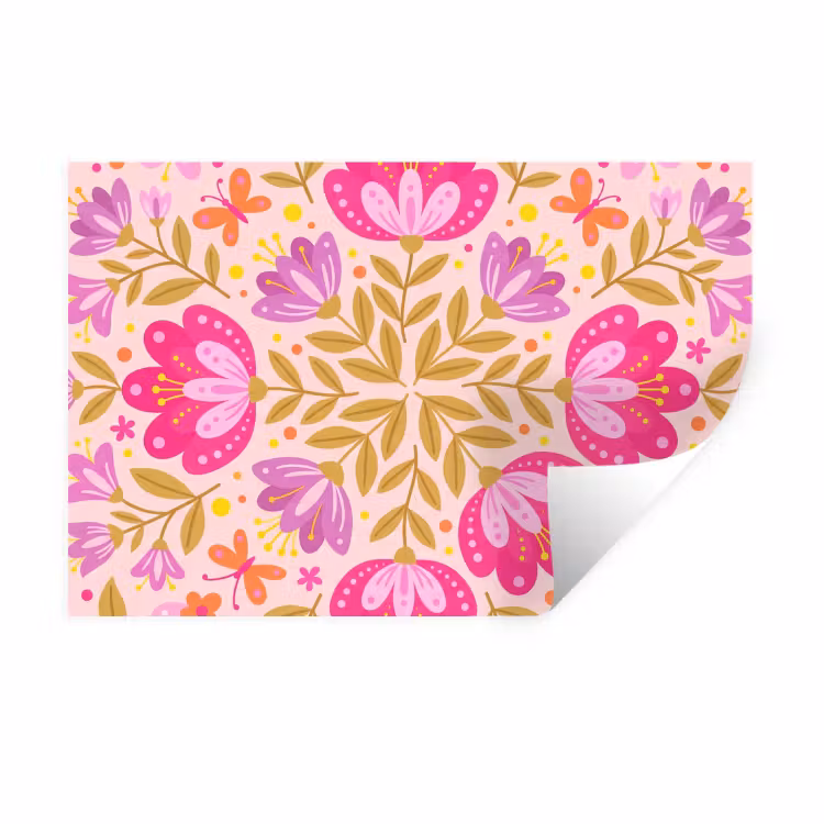 Muursticker - Bloemen - Patroon - Natuur - Abstract - Roze — 1