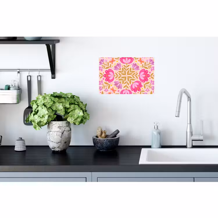 Muursticker - Bloemen - Patroon - Natuur - Abstract - Roze — 2