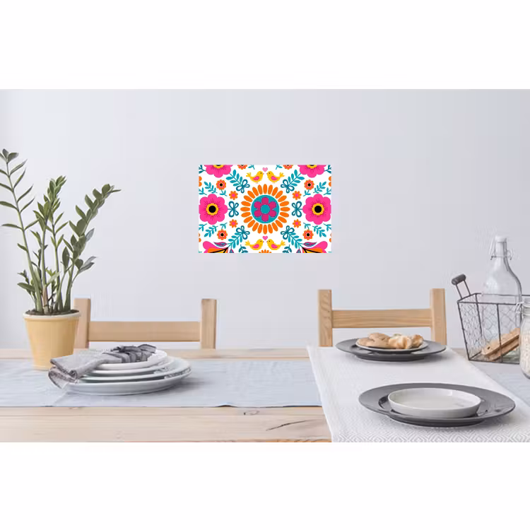 Muursticker - Bloemen - Vogel - Patroon - Kleurrijk - Modern — 3