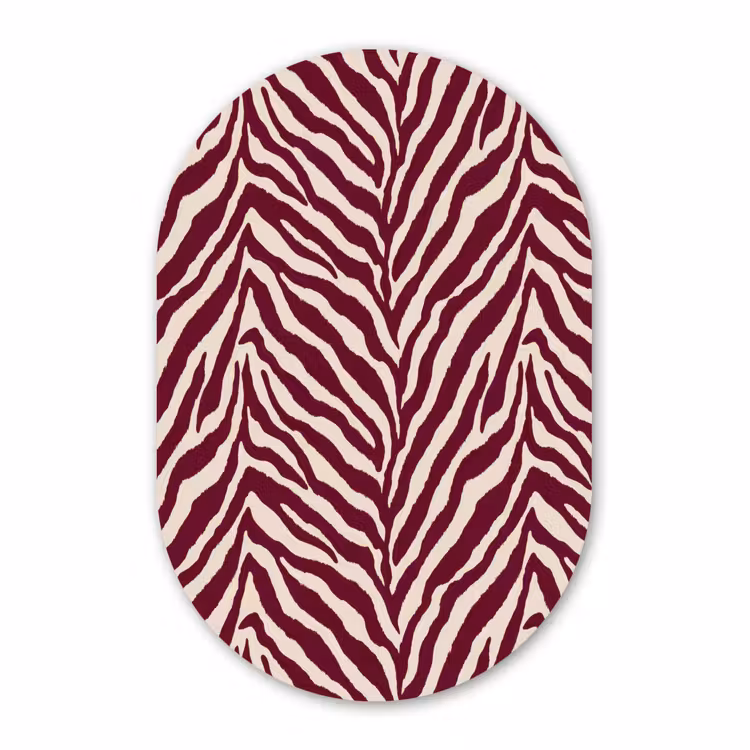 Muurovaal - Kunststof - Zebra - Motief - Bordeaux - Rood — 3