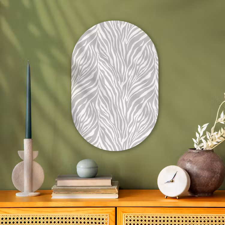 Muurovaal - Kunststof - Zebra - Motief - Grijs — 2