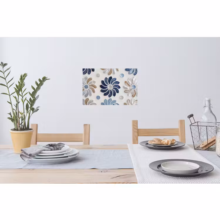 Muursticker - Bloemen - Parelmoer - Abstract - Patroon - Blauw — 3