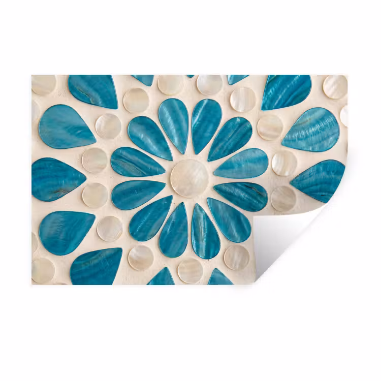 Muursticker - Patroon - Mozaïek - Schelpen - Abstract - Turquoise — 1