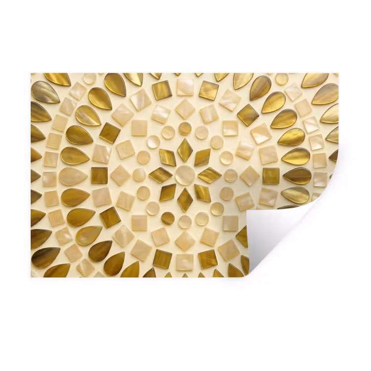Muursticker - Patroon - Vormen - Mozaïek - Abstract - Goud — 1