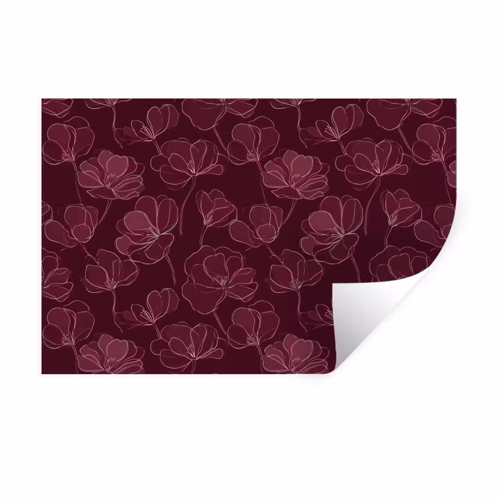 Muursticker - Bloemen - Patroon - Bordeauxrood — 1
