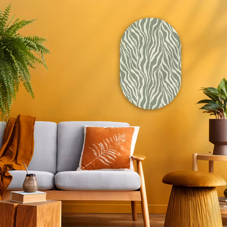 Muurovaal - Kunststof - Zebra - Motief - Groen — 1