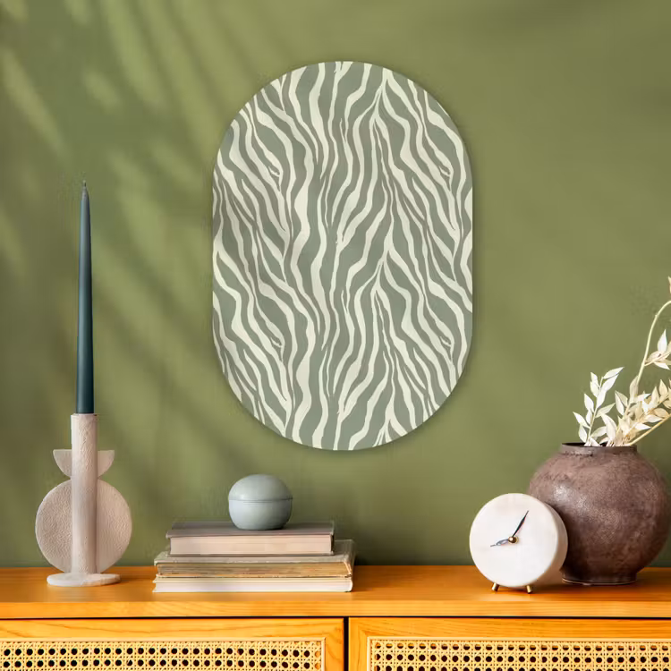Muurovaal - Kunststof - Zebra - Motief - Groen — 2