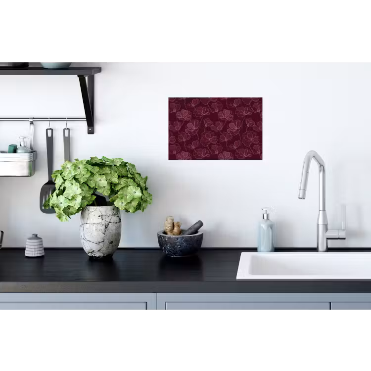 Muursticker - Bloemen - Patroon - Bordeauxrood — 2