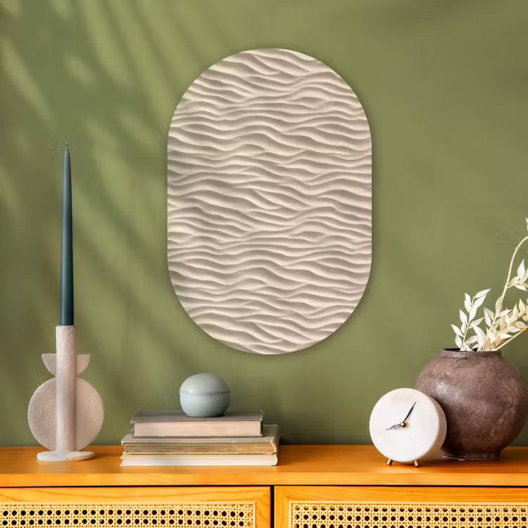 Muurovaal - Kunststof - Zand - Golven - Beige — 1