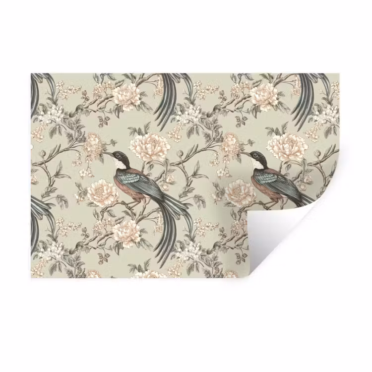 Muursticker - Bloem - Vogel - Kleurrijk — 1