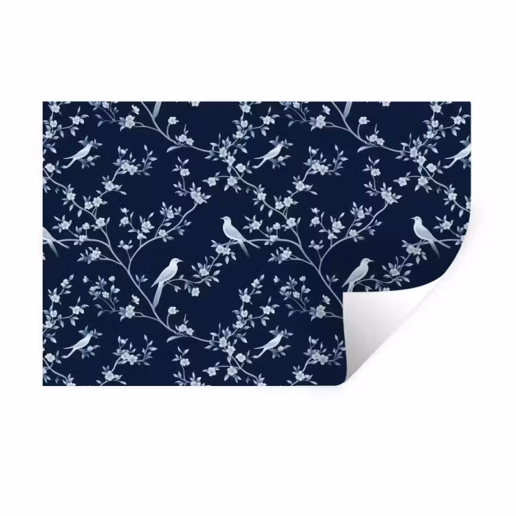 Muursticker - Grafisch - Bloesemtak - Blauw — 1