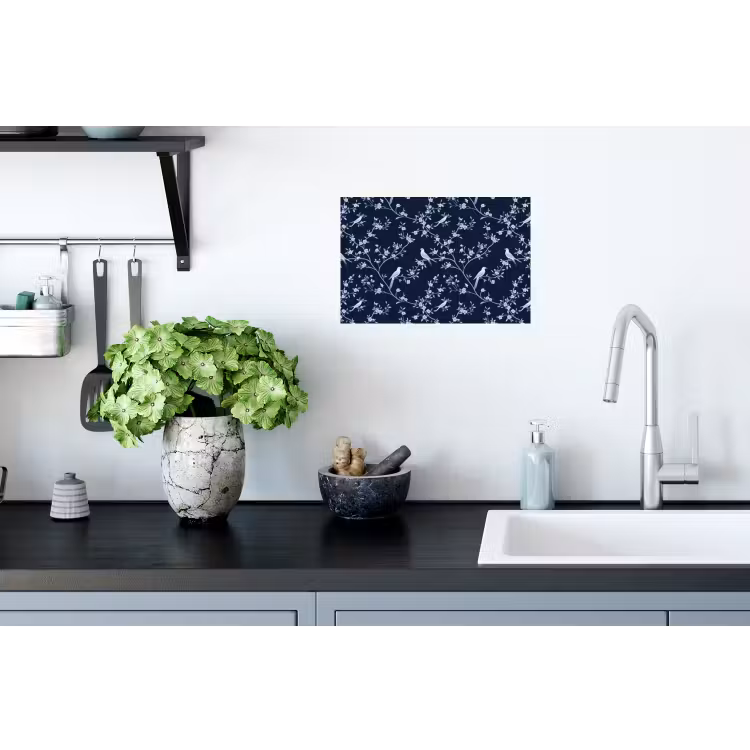 Muursticker - Grafisch - Bloesemtak - Blauw — 2