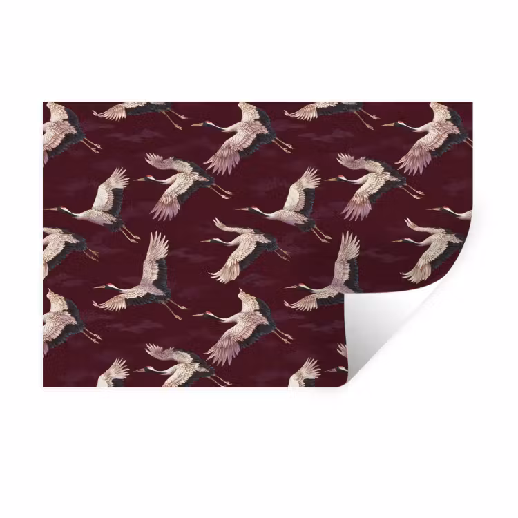 Muursticker - Kraanvogels - Klassiek - Bordeaux — 1