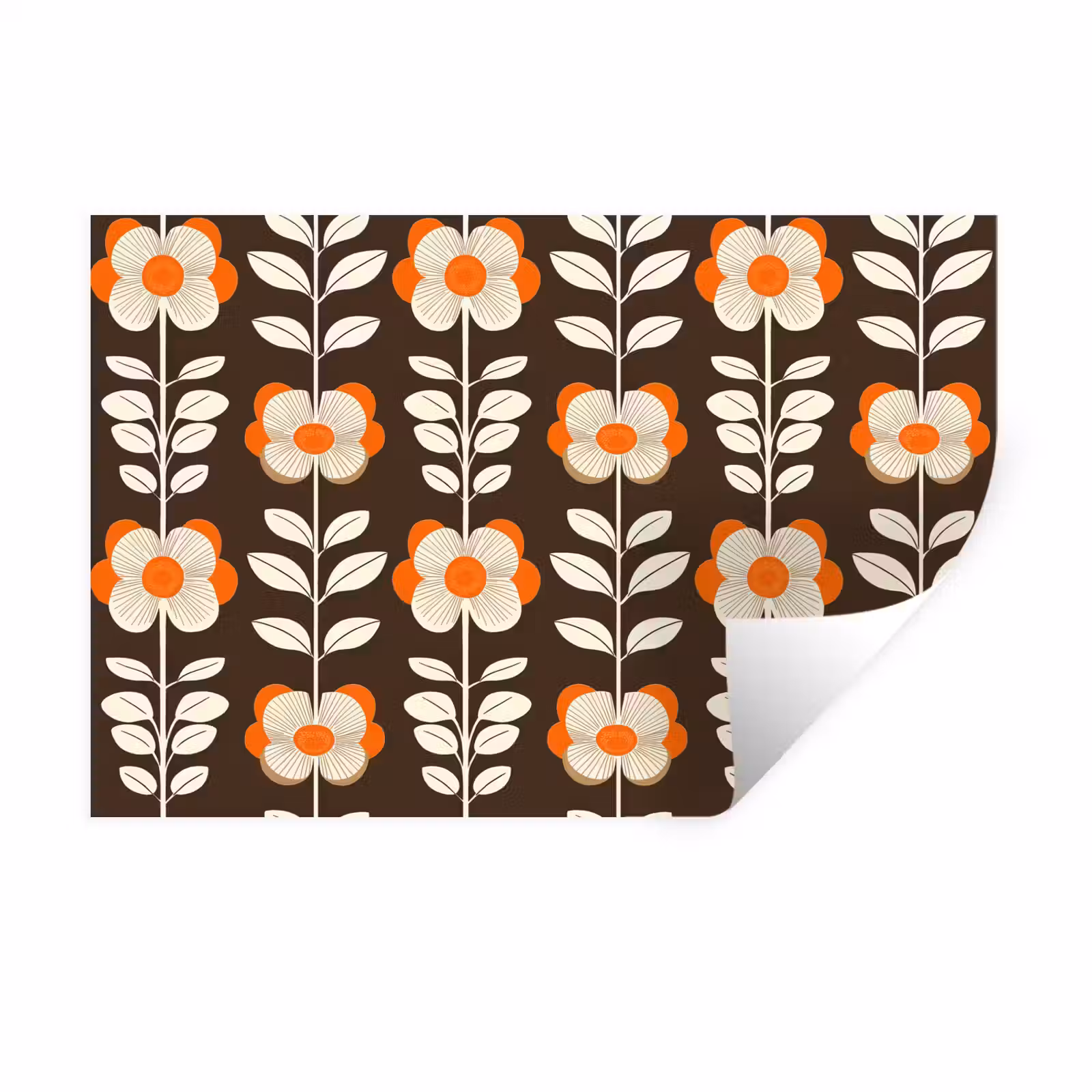 Muursticker - Bloemen - Retro - Bruin — 1