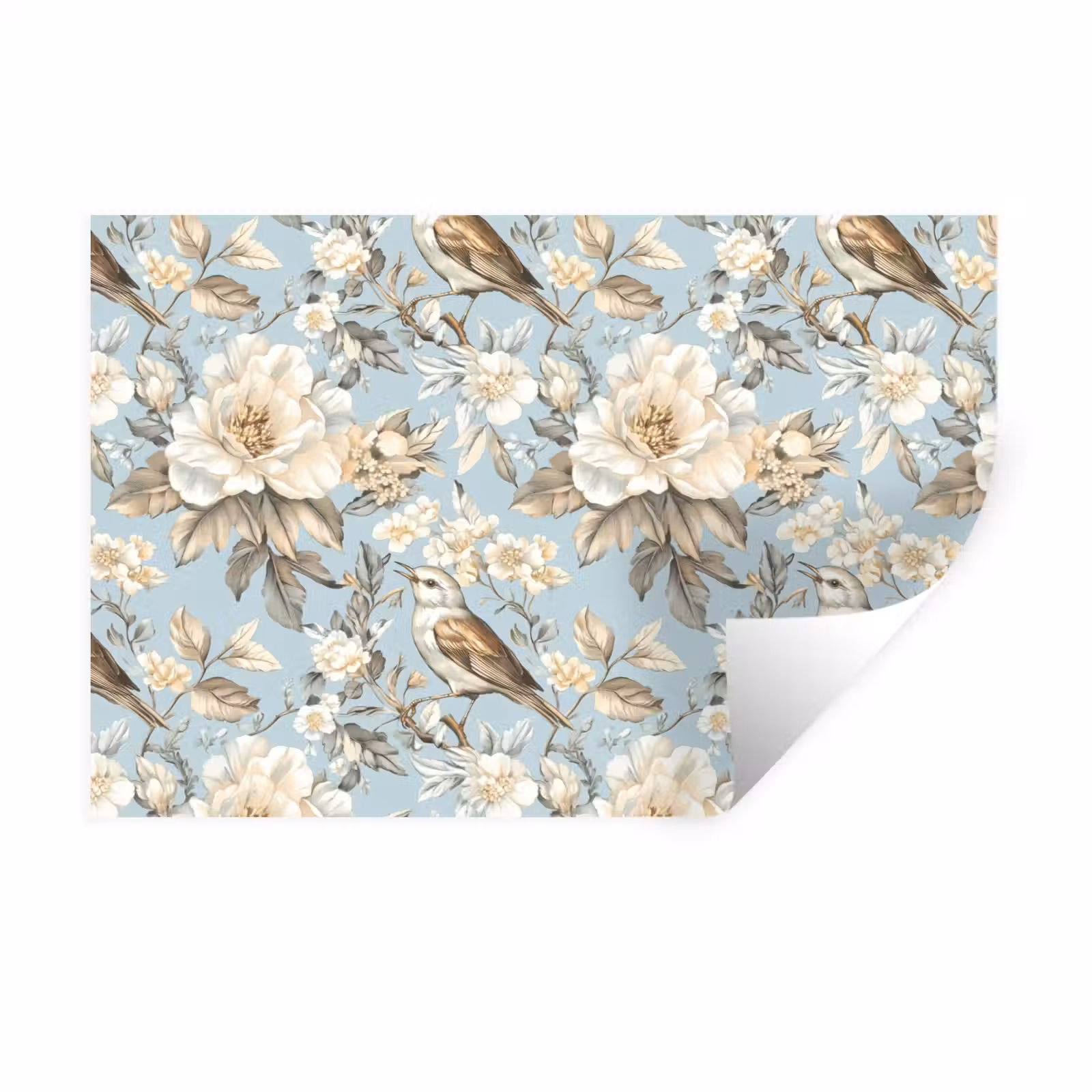 Muursticker - Botanisch - Zangvogel - Blauw — 1