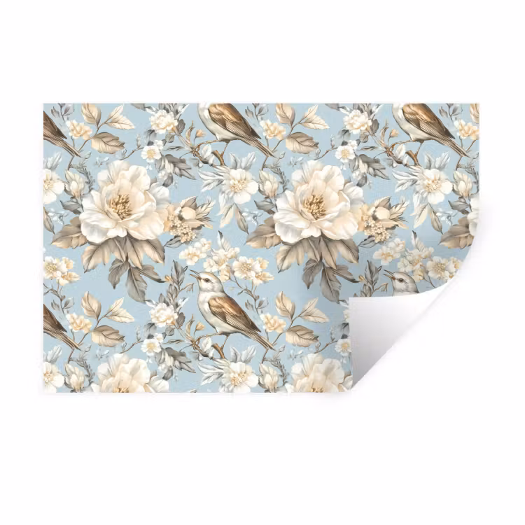 Muursticker - Botanisch - Zangvogel - Blauw — 1