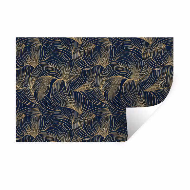 Muursticker - Abstract - Lijnen - Blauw - Goud — 1