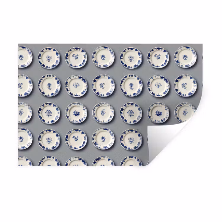 Muursticker - Borden - Bloemen - Blauw - Wit — 1