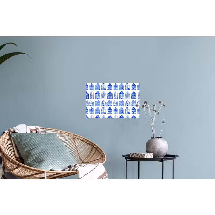 Muursticker - Patroon - Huizen - Blauw — 4