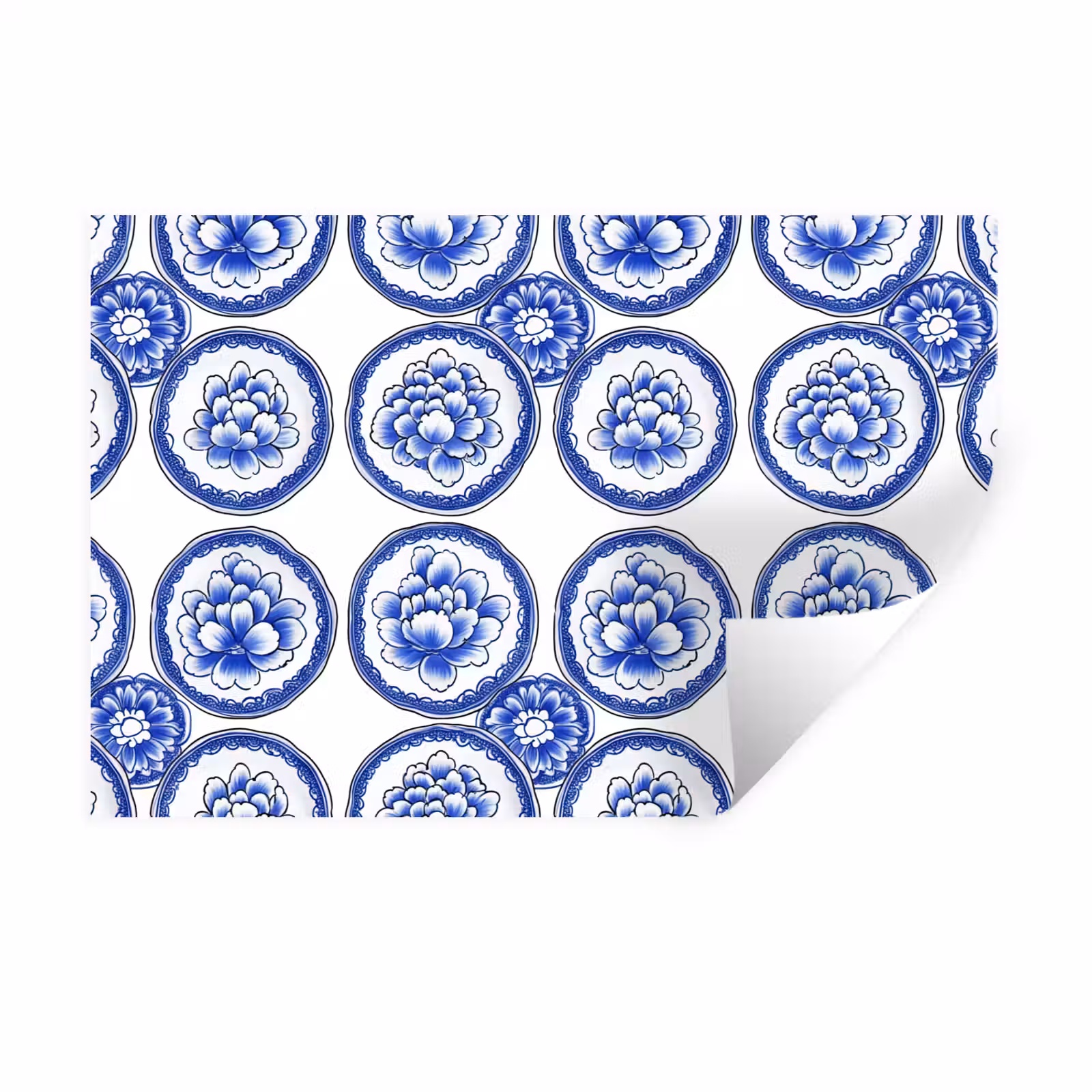 Muursticker - Cirkels - Bloemen - Blauw — 1